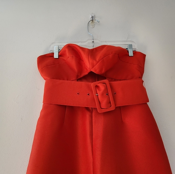 Asos Red Belted Strapless Jumpsuit. - Picture 13 of 14